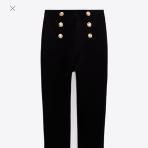Zara black leggings with gold buttons